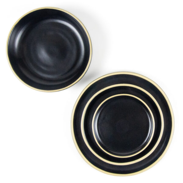 Brookline Dinnerware Sets for Four — Matte Black Charcoal