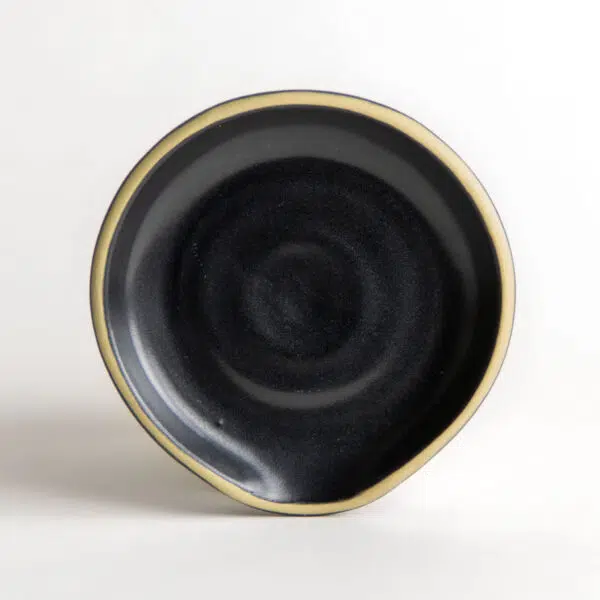 Stoneware Spoon Rest — Matte Black Charcoal