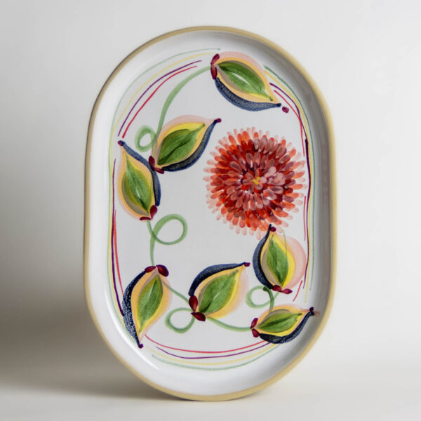 Medium Brookline Oval Tray — Limited Edition Floral Dahlia